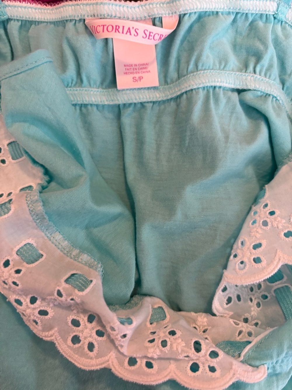 Victoria’s Secret Lace Eyelet Trim Turquoise Chemise Nightdress Women Intimates - Picture 3 of 7
